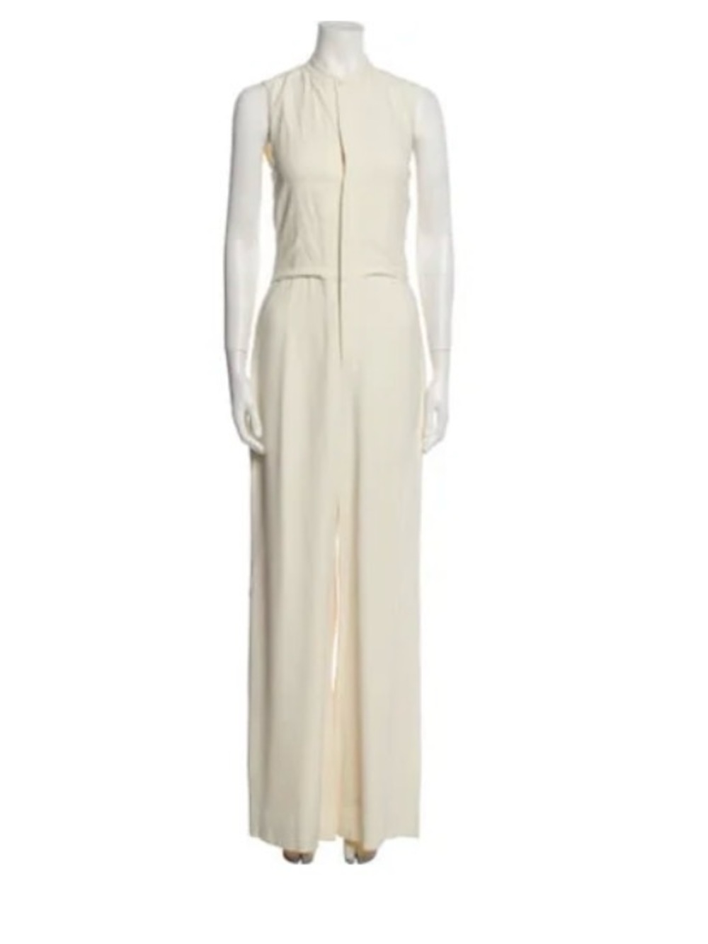 Ralph Lauren Purple Label Sleeveless Cream High-Waist Wide-Leg Jumpsuit